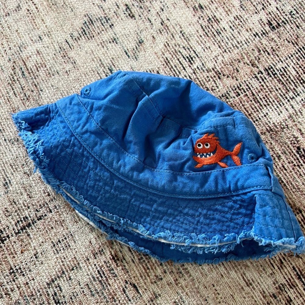 Crazy 8 Blue Bucket Hat with Orange Shark